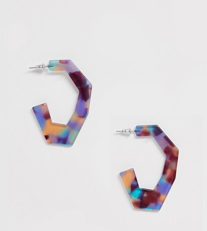 Reclaimed Vintage Inspired Mono Tort Hoop Earring - Multi