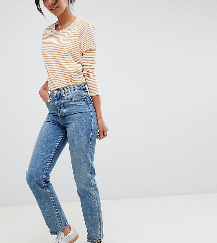 Asos Design Tall Recycled Florence Authentic Straight Leg Jeans In Light Stonewash Blue