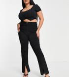 Asos Design Curve High Rise 'sassy' Stretch Split Front Pant In Black