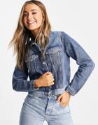Miss Selfridge Contrast Denim Jacket In Blue-blues