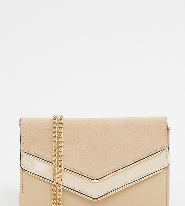 Aldo Melitoirpino Beige Clutch Bag With Gold V Bar Detail - Black