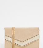 Aldo Melitoirpino Beige Clutch Bag With Gold V Bar Detail - Black