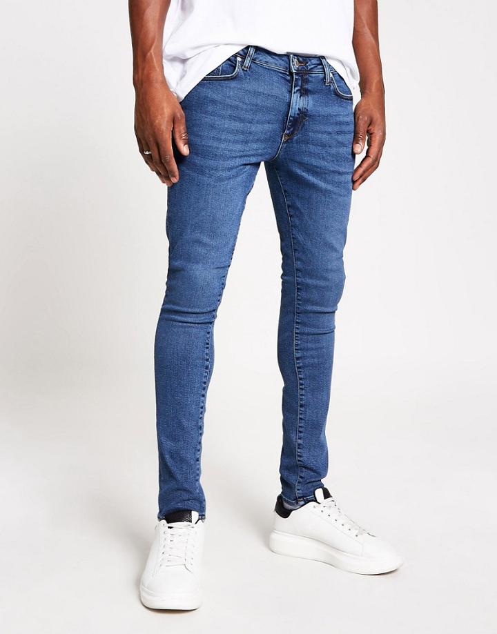 River Island Super Skinny Jeans In Dark Blue-blues