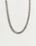Asos Design Short Chunky Chain In Burnished Silver Tone - Silver