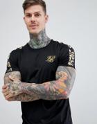 Siksilk Muscle Fit T-shirt In Black With Chain Side Stripe - Black