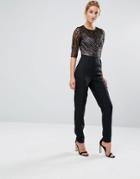 Little Mistress Tailored Jumpsuit With Sequin Bodice - Black