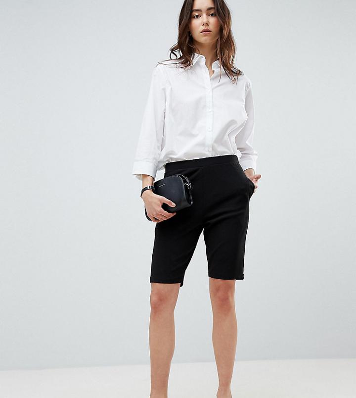 Asos Design Tall City Shorts In Jersey Crepe-black