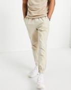 Asos Design Tapered Chino Sweatpants With Elasticated Waist In Beige-neutral