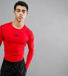 First Long Sleeved Running Baselayer T-shirt In Red - Red