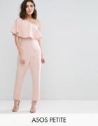 Asos Petite One Shoulder Ruffle Jumpsuit - Pink