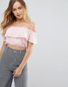 Brave Soul Cuba Off Shoulder Crop Top - Pink
