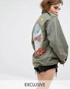 Reclaimed Vintage X Romeo And Juliet Military Jacket With Back Patch - Green