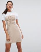 Asos Mini Dress With Ruched Bodice - Pink