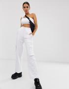 Criminal Damage High Waist Cargo Pants-white