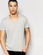 Selected Homme Raw Neck T-shirt - Light Gray Melange