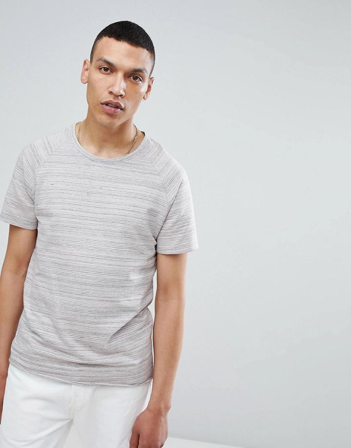 Selected Homme T-shirt In Marl Stripe - Gray