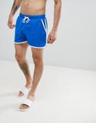 Boohooman Swim Shorts With Man Embroidery In Blue - Blue