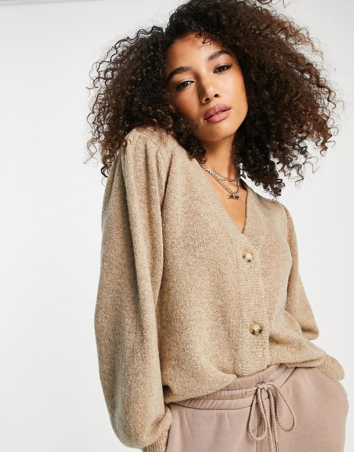 Object Oversized Cardigan In Beige-neutral