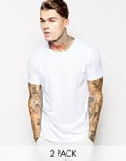 Asos T-shirt With Crew Neck 2 Pack Save 17% - White