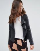 Y.a.s Veta Waterfall Wool Mix Knit Cardigan - Gray
