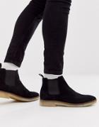 Asos Design Chelsea Boots In Black Suede With Natural Sole