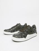 Armani Exchange Camouflage Print Sneaker In Green - Green