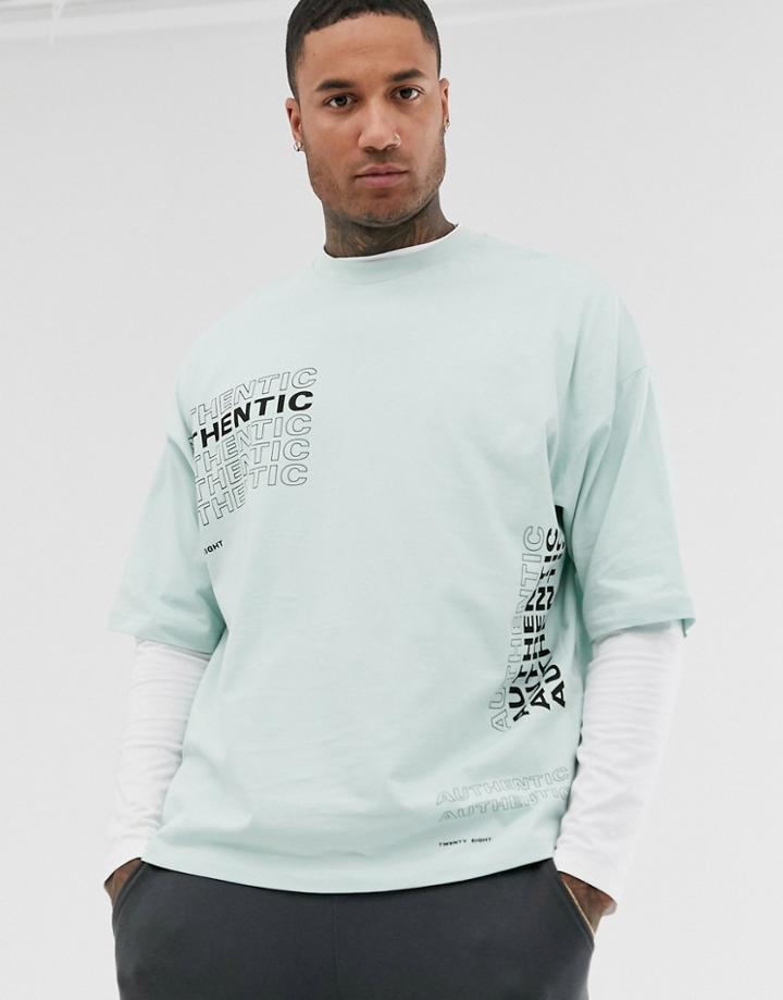 Asos Design Oversized T-shirt With Authentic Print-gray