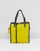 Asos Mini Suede Boxy Shopper Bag With Detachable Strap - Green