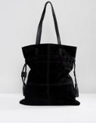 Asos Suede Drawstring Shopper Bag - Black