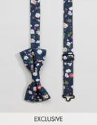 Reclaimed Vintage Inspired Bow Tie In Blue Floral Print - Blue