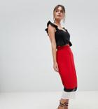 Prettylittlething Color Block Pleated Skirt - Red