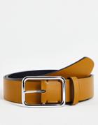 Smith & Canova Leather Square Buckle Belt In Brown