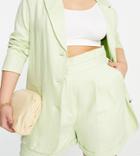 Asos Design Curve Linen Paperbag Waist Suit Shorts In Lime-green