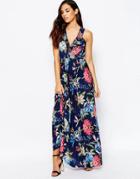 Ax Paris Floral Print Maxi Dress - Navy Floral