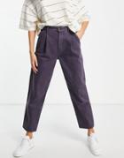 Asos Design Organic Denim Pleat Front Peg Pants In Plum-red