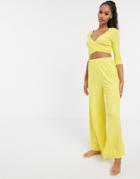 Asos Design Mix & Match Wide Leg Jersey Pyjama Pants In Yellow