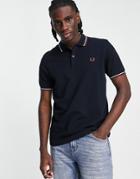 Fred Perry Tipped Polo Shirt In Navy