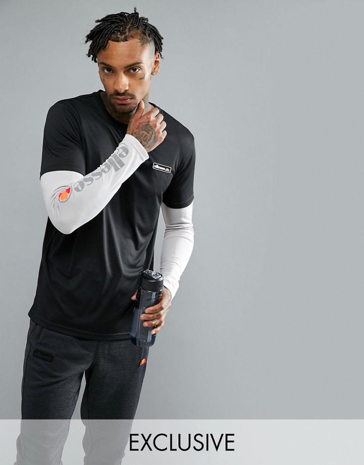 Ellesse Sport Long Sleeve T-shirt With Layered Sleeve - Black