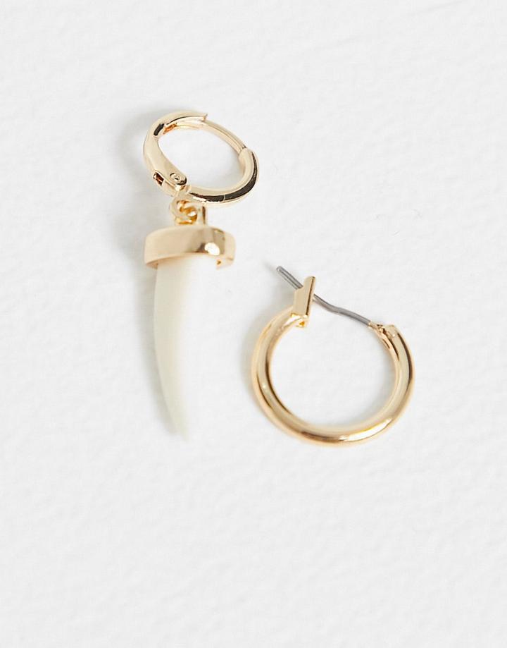 Designb Hoop And Drop Earring Set In Gold