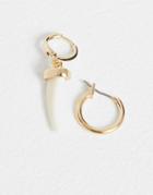 Designb Hoop And Drop Earring Set In Gold