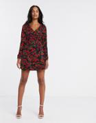 In The Style Wrap Front Mini Dress In Floral-multi