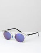 7x Clear Frame Sunglasses With Mirror Lens