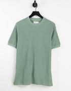 Topman Oversized T-shirt With Cord Stripe In Light Green