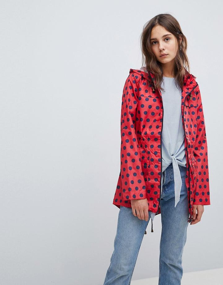 Brave Soul Rave Rain Trench In Polka Dot - Red