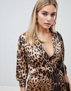 Prettylittlething Leopard Print Shirt Two-piece - Tan