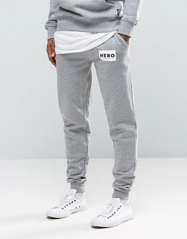 Heros Heroine Skinny Joggers With Block Logo - Gray