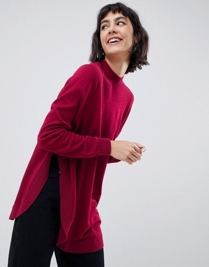 Selected Eileen High Neck Sweater In Wool Blend-red
