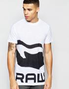 G-star Be Raw Exclusive To Asos T-shirt Zoldin Longline Crew Large Logo In White - White