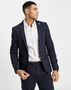 Twisted Tailor Anderson Skinny Suit Jacket In Navy Check