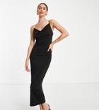 Missguided Tall Cowl Neck Midaxi Dress With Clear Straps In Black